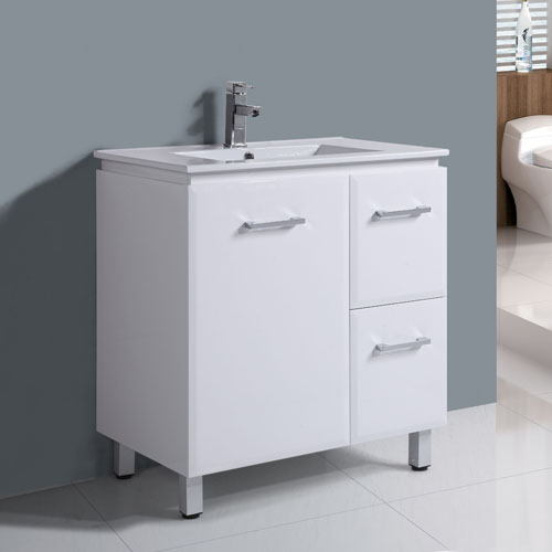 750mm Freestanding Gloss White Bathroom Furniture