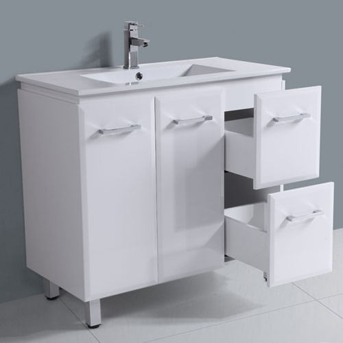 900mm Square Handle Gloss White Bathroom Cabinet