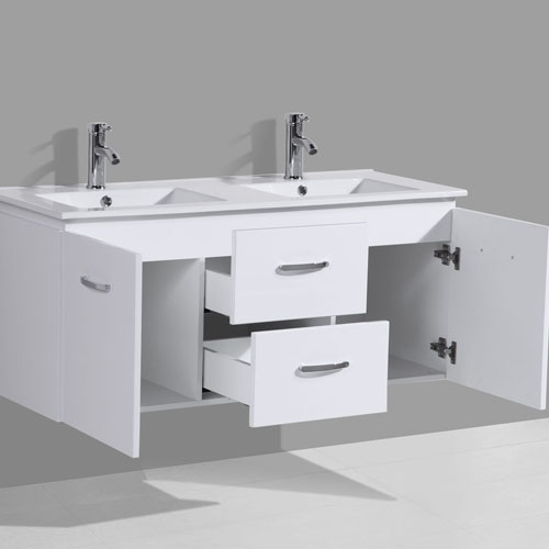 Double Sink Gloss White Wall Hung Vanity Unit