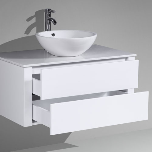 Wall Mounted MDF Vanity Push To Open Drawers