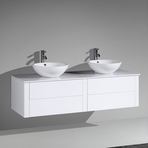 Double Sink MDF Vanity Push To Open Drawers
