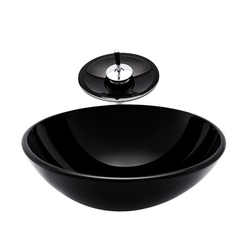 Round Black Glass Bowl Bathroom Basin