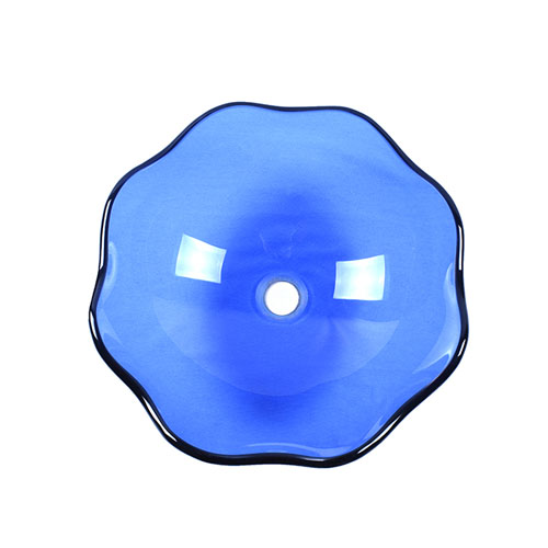 Lotus Glass Bowl Transparent Blue Above Basin