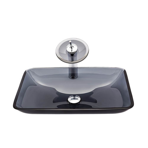 Rectangular Glass Basin Transparent Grey Glass Sink