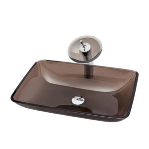 Rectangular Glass Basin Transparent Brown Sink