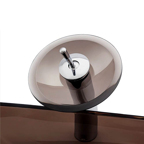 Rectangular Glass Basin Transparent Brown Sink