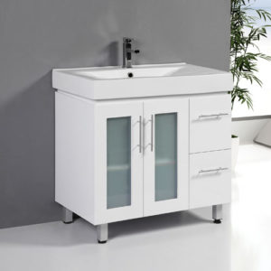 Thick Vitreous China Sink Glass Door Vanity Unit