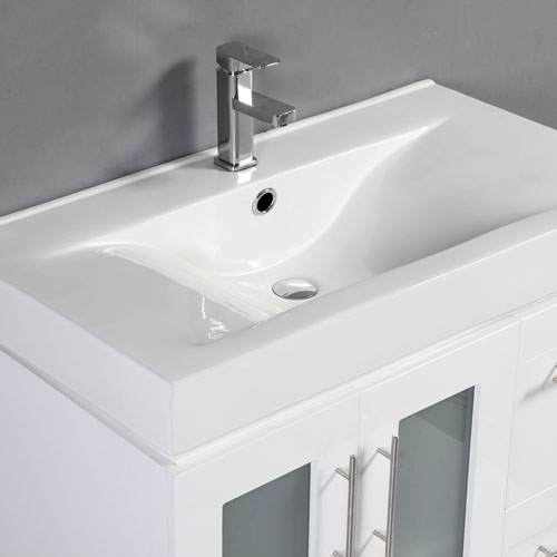 Thick Vitreous China Sink Glass Door Vanity Unit
