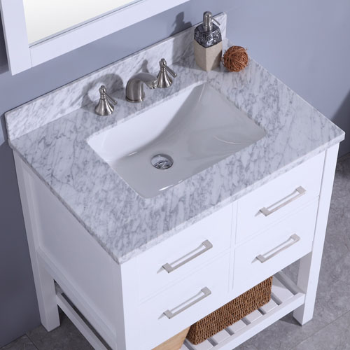 Matte White Vanity Marble Top Undermount Sink 30inch